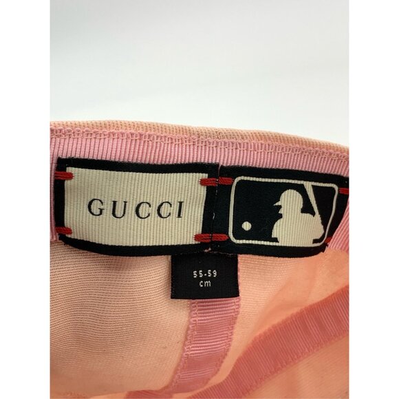 Gucci X MLB NY Yankees Pink Embroidered Rabbit Baseball Cap Adjustable